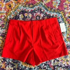 Women's Red High-Rise Tailored Shorts